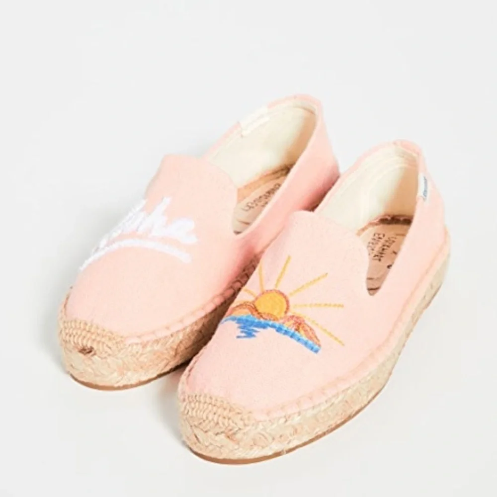 Anthropologie Soludos X Lockhart Embroidered aloha sun espadrille platform 8.5